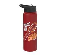 Praise Him with The Strings Bible Psalm Christian Guitar Stainless Steel Insulated Water Bottle