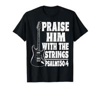 Praise Him with The Strings Christian Guitar Bible Verse Men T-Shirt