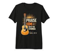 Praise Him with The Strings Christian Worship Guitar Psalm Premium T-Shirt
