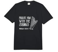 Praise Him with The Strings Harp Christian Music Harpist Comfort Colors Adult Heavyweight T-Shirt