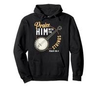 Praise Him With The Strings Psalm 150:4 Banjo Player Pullover Hoodie