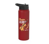 Praise Him with The Strings Psalm 150:4 Cello Player Stainless Steel Insulated Water Bottle