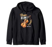 Praise Him With The Strings Psalm 150:4 Cello Player Zip Hoodie