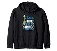Praise Him With The Strings Psalm 150:4 Christian Guitar Zip Hoodie