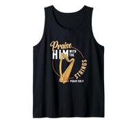 Praise Him with The Strings Psalm 150:4 Harp Player Tank Top