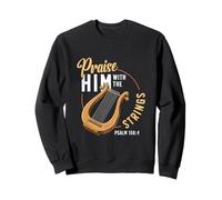 Praise Him With The Strings Psalm 150:4 Lyre Player Sweatshirt