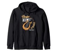 Praise Him With The Strings Psalm 150:4 Lyre Player Zip Hoodie