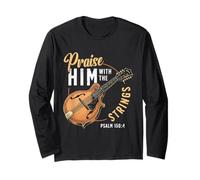 Praise Him with The Strings Psalm 150:4 Mandolin Player Long Sleeve T-Shirt