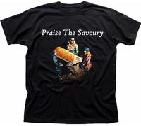 Praise The Savoury Funny Sausage in Manger Greggs Mens T-Shirt Black