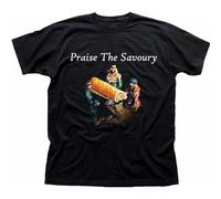 Praise The Savoury Funny Sausage in Manger Greggs Mens T-Shirt Black L