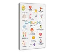 Praise Yourself School Counselor CBT DBT Therapy Counseling Poster Anxiety Relief Mental Health Canvas Poster Wall Art Decor Print Picture Paintings for Living Room Bedroom Decoration 12x18inch(30x45c
