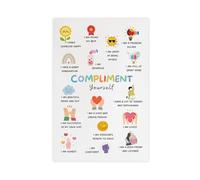 Praise Yourself School Counselor CBT DBT Therapy Counseling Poster Anxiety Relief Mental Health Canvas Poster Bedroom Decor Landscape Office Room Decor Gift 20x30inch(50x75cm)