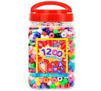 Praisebank Pony Beads, 1200pcs 6x9mm, Wholesale Beads, Bracelets Jewelry Making, Arts & Crafts(Multi-Colored)