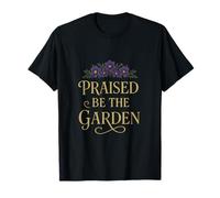 Praised Be The Garden Floral Crown Plant Parent Gold Purple T-Shirt