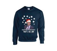 Praising Santa For Delivering Presents That's His Job Jumper Keane Roy Sarcastic Funny Jokes Santa Claus Xmas Gift Unisex Kids Adult Sweatshirt(L, Navy)