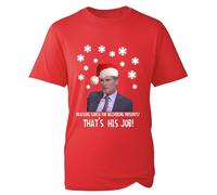 Praising Santa for Delivering Presents That's His Job T-Shirt Keane Roy Sarcastic Funny Jokes Santa Claus Xmas Gift Tee Unisex Kids Adult Tops (Red, 2XL)