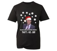 Praising Santa for Delivering Presents That's His Job T-Shirt Keane Roy Sarcastic Funny Jokes Santa Claus Xmas Gift Tee Unisex Kids Adult Tops (Black, L)