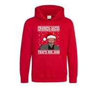 Praising Santa For doing his job Christmas Hoodie, Keane Roy Christmas Hood, Xmas Secret Santa Hoodie, Xmas Unisex Top(XL, Red)