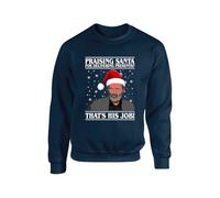 Praising Santa For doing his job Christmas Jumper, Keane Roy Christmas Sweatshirt, Xmas Secret Santa Sweatshirt, Xmas Unisex Top(M, Navy)