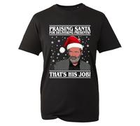Praising Santa for Doing his Job Christmas T-Shirt, Keane Roy Christmas Shirt, Xmas Secret Santa Tshirt, Xmas Unisex Top (Black, 3XL)