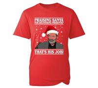 Praising Santa for Doing his Job Christmas T-Shirt, Keane Roy Christmas Shirt, Xmas Secret Santa Tshirt, Xmas Unisex Top (Red, XL)