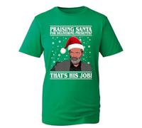 Praising Santa for Doing his Job Christmas T-Shirt, Keane Roy Christmas Shirt, Xmas Secret Santa Tshirt, Xmas Unisex Top (Irish Green, M)