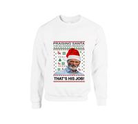 Praising Santa For doing his job Keane Roy Christmas Jumper Xmas Funny Jokes Humour Football lovers Man United Gifts Unisex kids adults Sweatshirt(XL, White)