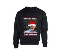 Praising Santa For doing his job Keane Roy Christmas Jumper Xmas Funny Jokes Humour Football lovers Man United Gifts Unisex kids adults Sweatshirt(M, Black)