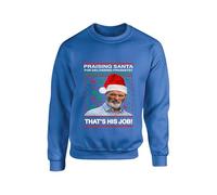 Praising Santa For doing his job Keane Roy Christmas Jumper Xmas Funny Jokes Humour Football lovers Man United Gifts Unisex kids adults Sweatshirt(XL, Royal Blue)