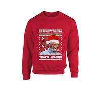 Praising Santa For doing his job Keane Roy Christmas Jumper Xmas Funny Jokes Humour Football lovers Man United Gifts Unisex kids adults Sweatshirt (Red, 9 Years)