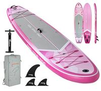 PRAISUN 12’ x 35” Extra Wide Inflatable Paddle Board, Stable Stand Up Paddle Board with Seat & Full Kit, 3-Fin SUP for Adults & Youth, 450lbs Capacity for Fishing, Yoga, Lake & Ocean, Pink