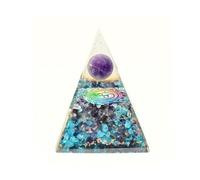 Prajet Amethyst Ball Om Pyramid Amethyst Crystal Pyramid Crystal Energy Tower, Orgonite Pyramid Protection, Amethyst Ball Courage Healing Thanksgiving Gift for Home Decor Indoor