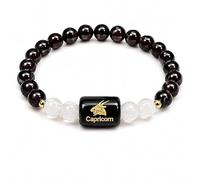 Prajet Capricorn Zodiac Rashi Crystal Bracelet 8mm Natural Gemstone Beads Bracelet for Meditation Chakra Spiritual Wellness Jewelry Gift