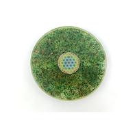 Prajet Crystal Green Mica Orgone Coaster - Orgone Energy Charging Plate for EMF Protection, Reiki Healing, Meditation, Yoga & Vastu - Crystal Charging Coaster with Copper Coil