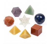 Prajet Crystal Set 7 Solidi Geometrici Seven Chakra in Pietre Naturali Seven Chakra Sacred Geometry Set Collezione di Pietre Naturali Lavorate a Mano per Decorazione e Idea Regalo