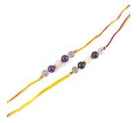 PRAJET CRYSTALS Beads Bracelet set of 2 Rakhi Crystal Beads, Friendship Love Gift, Crystal Bracelet Indian Rakhi, Crystal Bracelet Rakhi Set, Raksha Bandhan Gift.(Love Rakhi)