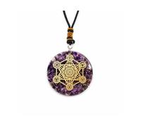 PRAJET CRYSTALS Orgone Metatron's Cube Pendant, 2 Inch, Healing Necklace, Sacred Geometry, Protection and Grounding, Adjustable, Unisex (Amethyst)