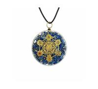 PRAJET CRYSTALS Orgone Metatron's Cube Pendant, 2 Inch, Healing Necklace, Sacred Geometry, Protection and Grounding, Adjustable, Unisex (Lapis Lazuli)