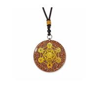 PRAJET CRYSTALS Orgone Metatron's Cube Pendant, 2 Inch, Healing Necklace, Sacred Geometry, Protection and Grounding, Adjustable, Unisex (Seven Chakra)