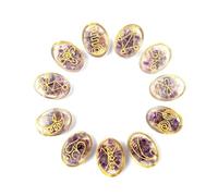 Prajet Energized orgone K-Aruna Oval Set Gemstone Healing Chakra Balancing Gemstone Divine Spiritual Love Bonding Gift (Amethyst Karuna)