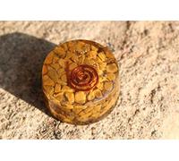 Prajet Energized Orgone Tower Buster for Chakra Balancing, Positive Energy with Chokurei Copper Coil Healing (Yellow Jade Buster Org.)