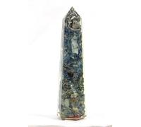 Prajet Energized Orgonite Faceted Massage Wand Stick Copper Chokurei Reiki Holy Pious Healing Crystal Divine Approx. Size 4.5" - 5" Long and 1" Thick. (Blue Kyanite Orgone)