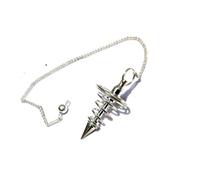Prajet Metal Dowsing & Divination Pendulum with Chain - Spiritual Divination Tool for Reiki, Chakra Healing, Meditation & Energy Balancing (Vortex Silver Pendulum)