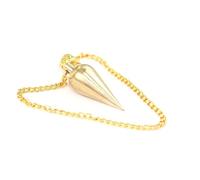 Prajet Metal Dowsing & Divination Pendulum with Chain - Spiritual Divination Tool for Reiki, Chakra Healing, Meditation & Energy Balancing (Brass Cone Chamber)