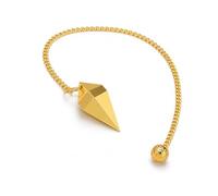 Prajet Metal Dowsing & Divination Pendulum with Chain - Spiritual Divination Tool for Reiki, Chakra Healing, Meditation & Energy Balancing (D.PT Gold Pendulum)
