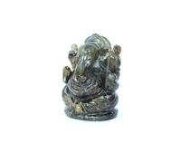 Prajet Natural Crystal Stone Ganeshji, God Ganesha Home Decorative Idol, Handmade Sculpture, Home & Office Decorative Statue (Labradorite)