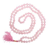 Prajet Natural Healing Crystal Japa Mala - 108 Natural Gemstone Beads for Meditation, Prayer, Yoga, Reiki, Spiritual Healing and Mindfulness (Rose quartz Japa Mala)