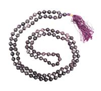 Prajet Natural Healing Crystal Japa Mala - 108 Natural Gemstone Beads for Meditation, Prayer, Yoga, Reiki, Spiritual Healing and Mindfulness (Lepidolite Japa Mala)