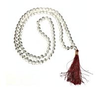 Prajet Natural Healing Crystal Japa Mala - 108 Natural Gemstone Beads for Meditation, Prayer, Yoga, Reiki, Spiritual Healing and Mindfulness (Crystal Quartz Japa Mala)