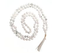 Prajet Natural Healing Crystal Japa Mala - 108 Natural Gemstone Beads for Meditation, Prayer, Yoga, Reiki, Spiritual Healing and Mindfulness (Howlite Japa Mala)